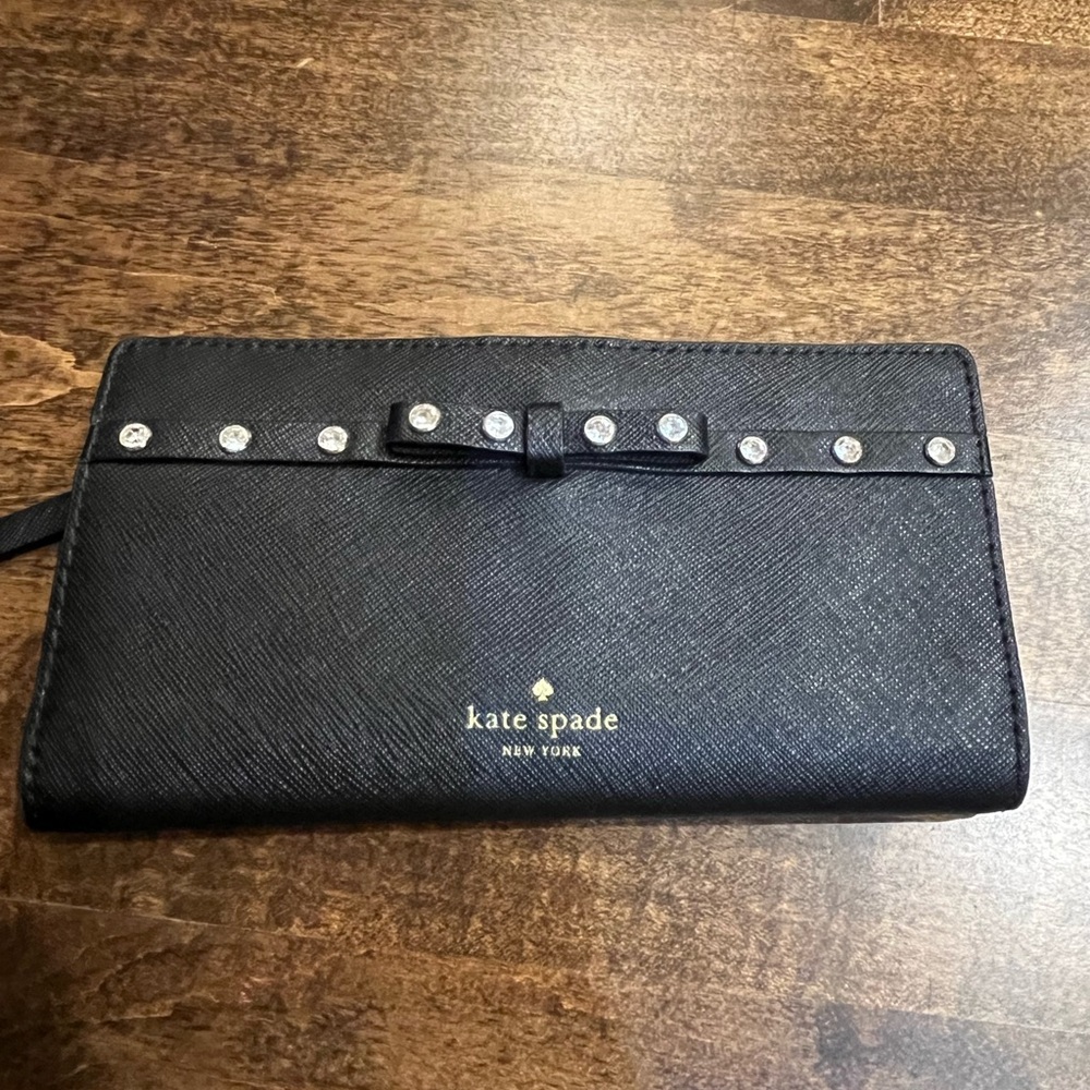 Kate Spade Black Wallet with Bow and Studs